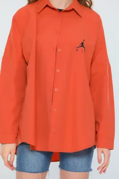 Kadın Oversize Ceket Gömlek A.kiremit