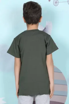 Alt Yırtıklı Erkek Çocuk T-shirt Haki
