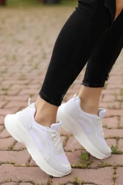 Anoraklı Kadın Spor Ayakkabı Ekru