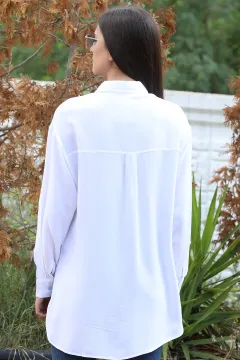 Arka Uzun Gömlek Beyaz