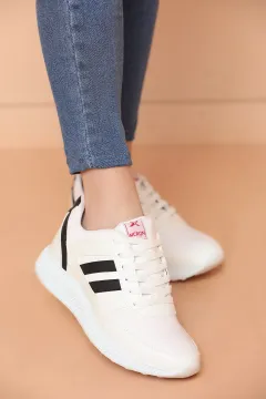 Bağcıklı Bayan Spor Ayakkabı Beyaz