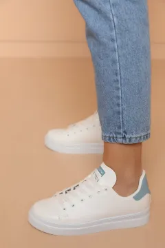 Bağcıklı Bayan Spor Ayakkabı Beyazmavi