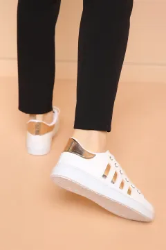 Bağcıklı Bayan Spor Ayakkabı Beyazbakır