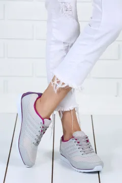 Bağcıklı Bayan Spor Ayakkabı Gri