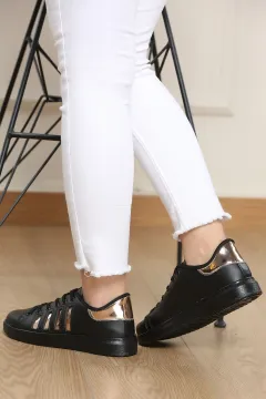 Bağcıklı Bayan Spor Ayakkabı Siyahbakır