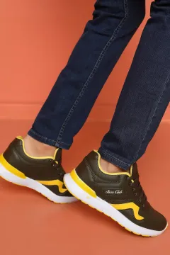 Bağcıklı Erkek Spor Ayakkabı Haki Sarı