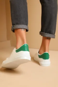 Kadın Bağcıklı Spor Ayakkabı Beyazyeşil