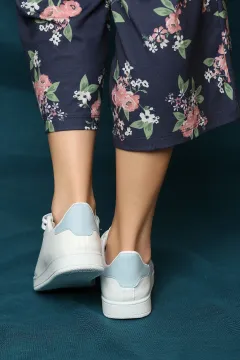 Bağcıklı Kadın Spor Ayakkabı Beyazmavi