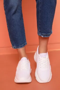 Bağcıklı Kadın Spor Ayakkabı Beyaz