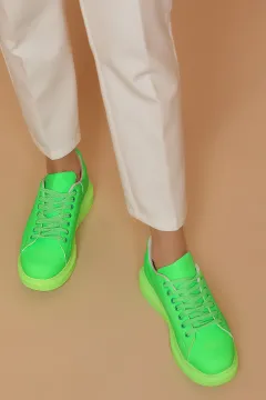 Bağcıklı Kadın Spor Ayakkabı Neon Yeşil