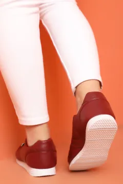 Bağcıklı Kadın Spor Ayakkabı Bordo