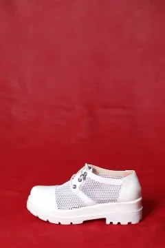 Bağcıklı Kız Çocuk Ayakkabı Beyaz