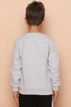 Baskılı Erkek Çocuk Sweatshirt Gri