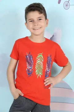 Erkek Çoçuk Baskılı T-shirt Nar Çiçeği