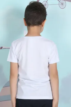 Erkek Çocuk Baskılı T-shirt Beyaz
