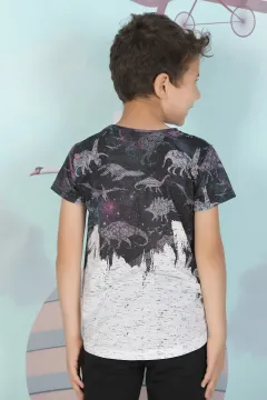 Baskılı Erkek Çocuk T-shirt Füme