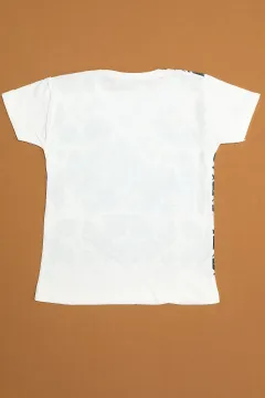 Baskılı Erkek Çocuk T-shirt Krem