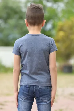 Erkek Çocuk Likralı Baskılı T-shirt İndigo