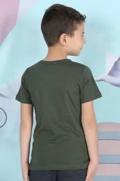 Baskılı Erkek Çocuk T-shirt Haki