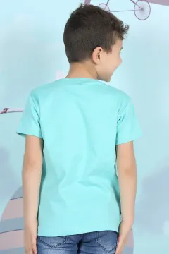 Erkek Çocuk Likralı Baskılı T-shirt Mint
