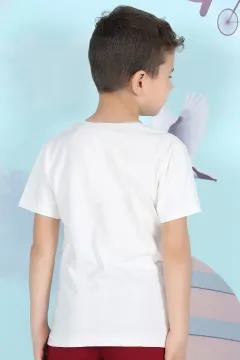 Erkek Çoçuk Baskılı T-shirt Krem