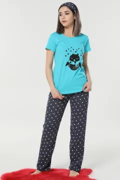 Baskılı Kadın Pijama Takımı Mintlaci