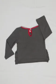 Baskılı Kız Çocuk Sweatshirt Füme