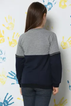 Baskılı Kız Çocuk Sweatshirt Gri