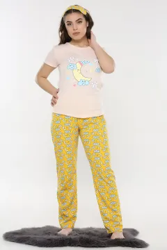 Baskılı Pijama Takımı Somon