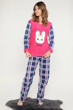 Baskılı Polar Pijama Takımı Fujyalacivert