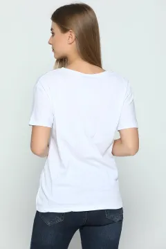 Baskılı Sevgili Kombin Bayan T-shirt Beyaz