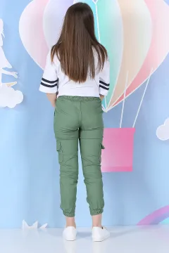 Bel Lastikli Kargo Cep Kız Çocuk Pantolon Yeşil