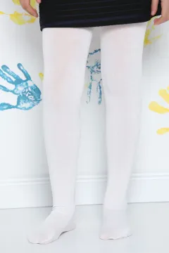 Bella Calze Kız Çocuk Bambu Külotlu Çorap Beyaz