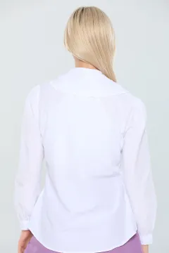 Kadın Bebe Yaka İşlemeli Gömlek Beyaz
