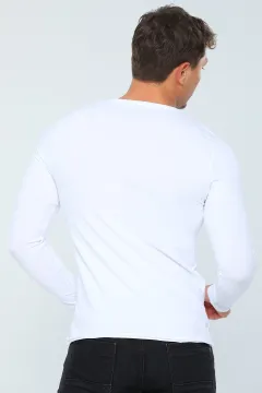 Erkek Likralı Uzun Kol Basic Body Beyaz