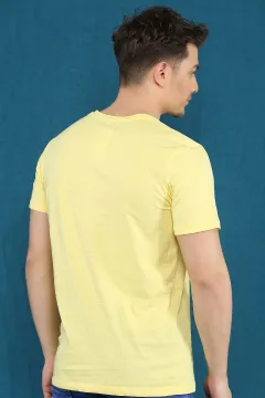 Bisiklet Yaka Baskılı Erkek T-shirt A.sarı