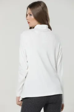 Boğazlı Crop Bluz Beyaz