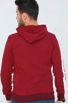 Erkek Kapüşonlu Kanguru Cepli Basic Sweatshirt BordoVişne