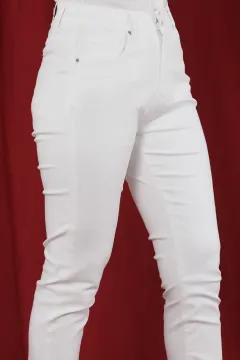 Büyük Beden Dar Paça Pantolon Beyaz