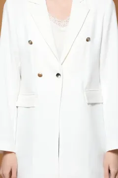 Cep Detaylı Ceket Beyaz