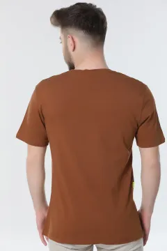 Çift Cepli Erkek T-shirt Camel