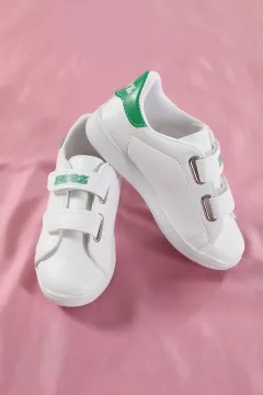 Cırtlı Çocuk Spor Ayakkabı Beyazyeşil