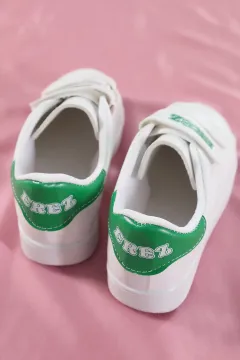 Cırtlı Çocuk Spor Ayakkabı Beyazyeşil