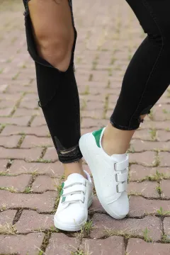 Cırtlı Kadın Spor Ayakkabı Beyazyeşil