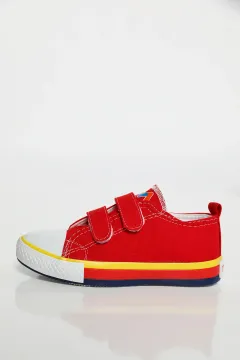Çocuk Cırtlı Keten Spor Ayakkabı Kırmızı