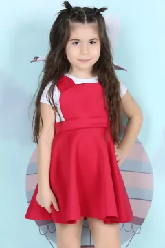 Dalgıç Kumaş Kız Çocuk Salopet Elbise Fuşya