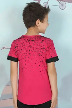 Desenli Erkek Çocuk T-shirt Fuşya