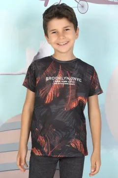 Desenli Erkek Çocuk T-shirt Füme