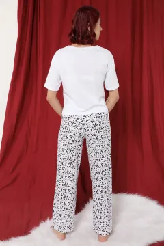 Desenli Pijama Altı Beyaz