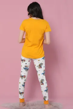Desenli Pijama Takımı Hardal